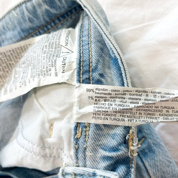 NWT Zara High Rise Split Hem Distressed Jeans Light Wash Straight Leg Sz 2 - Picture 6 of 8